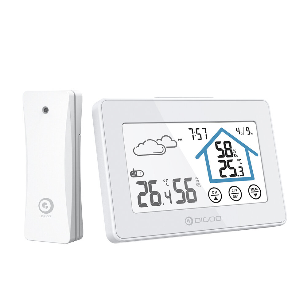 Wireless Weather Station Digital Clock Humidity Outdoor Thermometer Sen js