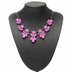 Crystal Flower Pendant Statement Ketting Metalen Chain Choker Necklace 