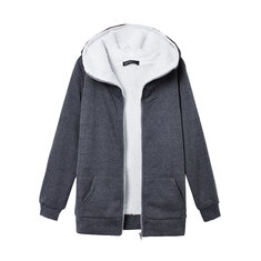 S-4XL Hoodie de lã para mulheres Outwear Thicken Coat