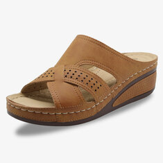 Sandali con zeppa casual estivi comodi aperti a punta aperta da donna