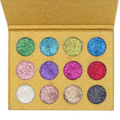 12 Farbe Diamant Glitzer Regenbogen Augen Schatten MakeUp Kosmetik gepresste Palette