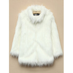 Les femmes chaude en fausse fourrure à manches longues épaissir manteau de la veste