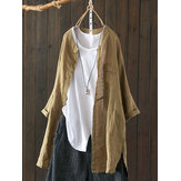 Women  Button Down Asymmetric Vintage Blouse