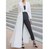 女性ソリッドカラーアゲハ振り子ロングブラウスコート