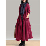 Pockets Lace-up Long Outerwear Coats