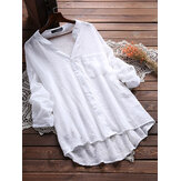 Casual Women See Through Long Sleeve Pocket Blouse