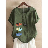Fisch-Druck-Knopf-Sommer-T-Shirt