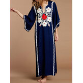 Original
Manga de campana estampada floral para mujer suelta vendimia Maxi Vestido