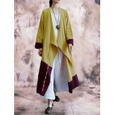 المرأة كم طويل عادية المرقعة بالأزرار