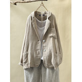 Dames Casual losse turn-down kraag Lange mouw Knopenjassen