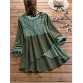 Camicetta alta vintage bassa patchwork stampa etnica