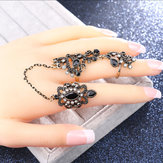 Original
Anillos dobles ajustables de diamantes de imitación chapados en oro