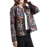 Пальто с этническим цветочным принтом и длинными рукавами