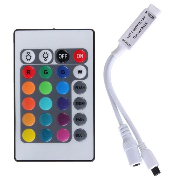 24 Key Mini Ir Remote Controller For 3528 5050 Rgb Led Strip Light