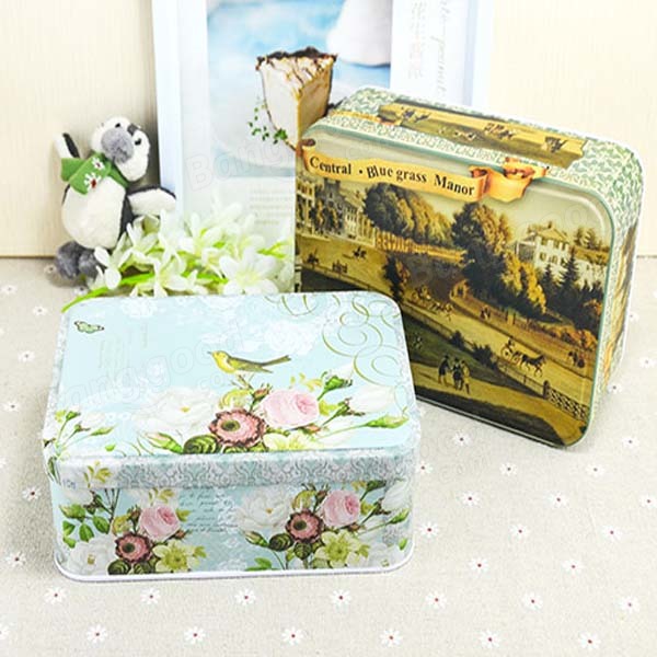 Rectangle Jardim Rose Bird Ch&aacute; Box Gift J&oacute;ias Clamshell Box Container Armazenamento