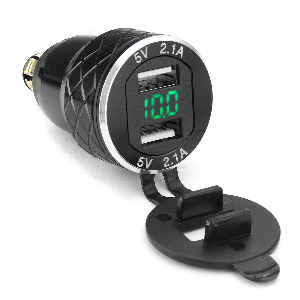 4.2A Motorcycle USB Charger Voltmeter Thermometer w//Phone Intelligent Location