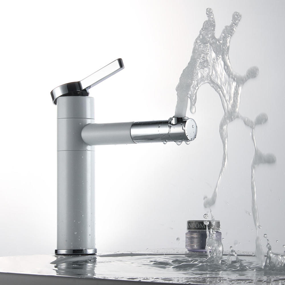 Kitchen Chrome Faucet Swivel Basin Sink Tap Deck Mounted Spout Mixer One Hole