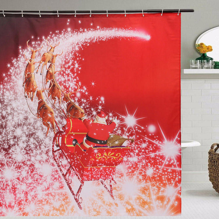Polyester Wasserdicht Bad Duschvorhang Stoff Weihnachts Weihnachtsmann Dekor