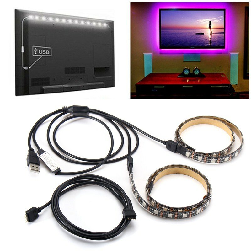 2PCS 50センチメートル5V 5050防水RGB USB LEDストリップライトバーテレビの背景パーティーライティングキット