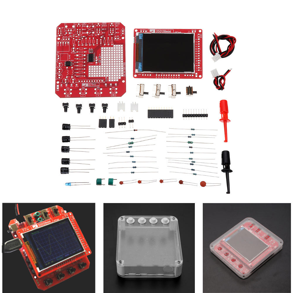 New DSO138 2.4" TFT Digital Oscilloscope Acrylic Case DIY Kit SMD Soldere UV 