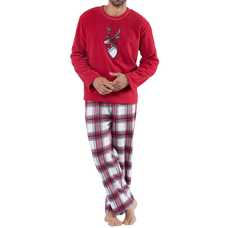 Mens Christmas Plaid Deer Pattern Leisure Home Family Holiday Sleepwear Pajamas Set Mens Christmas Plaid Deer Pattern Leisure Home Family Holiday Sleepwear Pajamas Set
