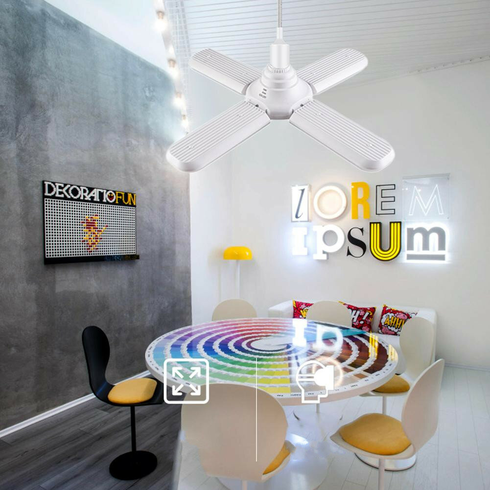 Ac95 265v 60w E27 Led Light Bulb Foldable Fan Blade Angle Adjustable Ceiling Lamp For Indoor Decor