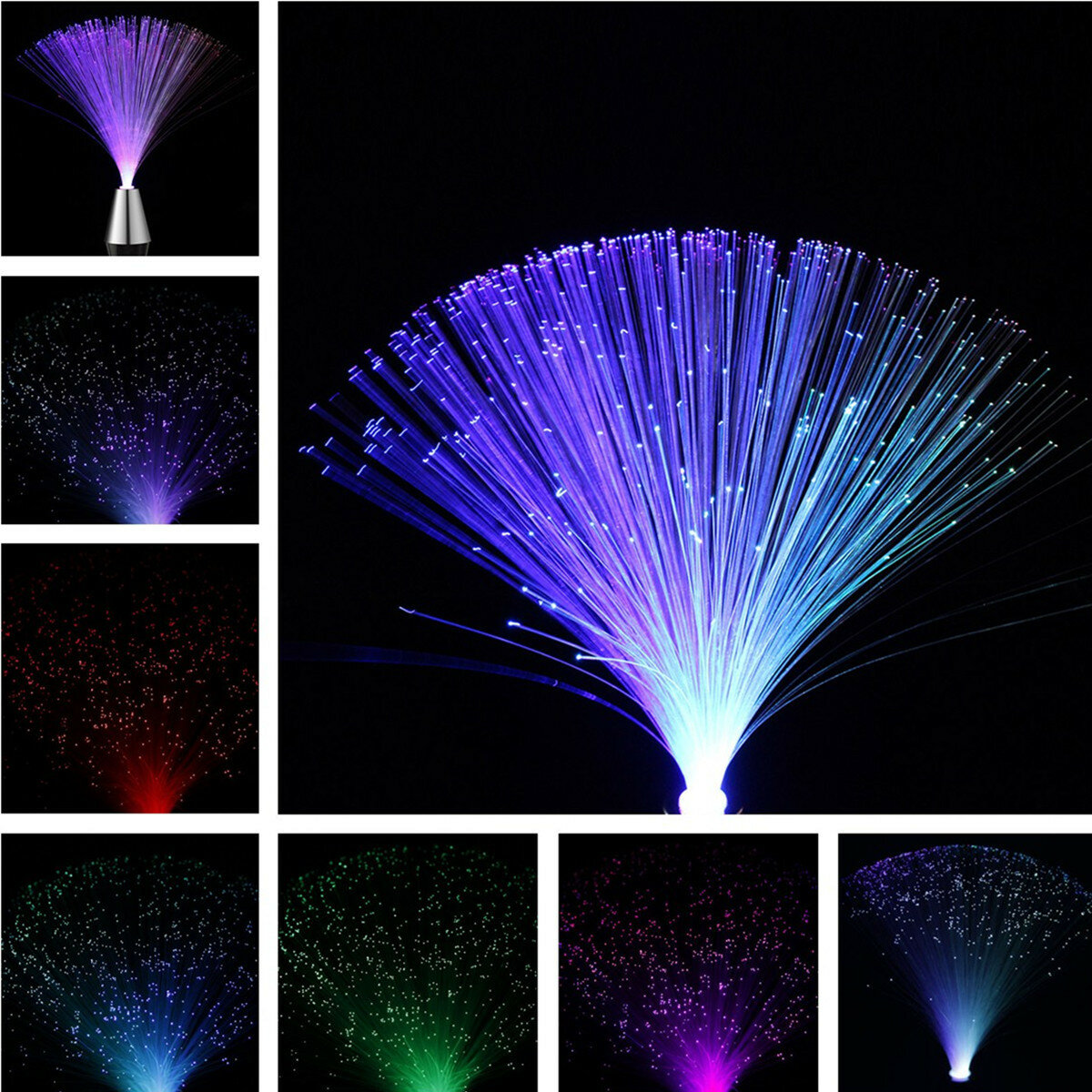 multicolor romántico led fibra óptica luz de la noche que destella para