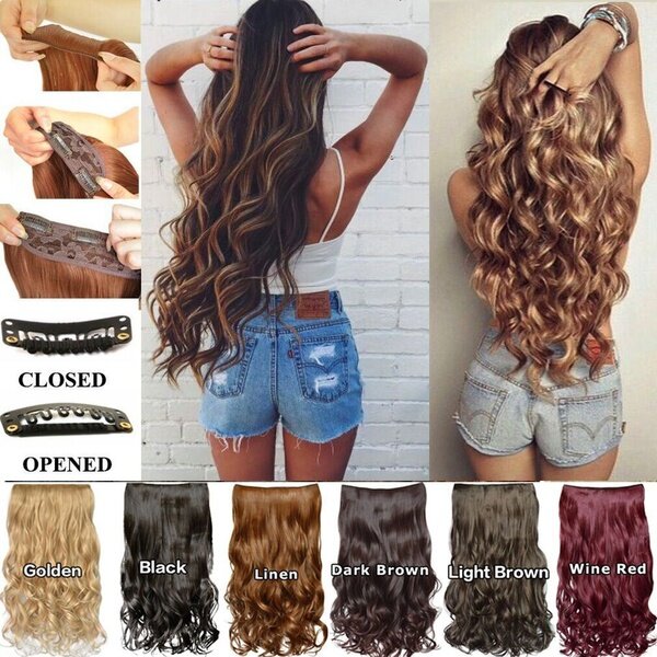 6 Colors Fiber Extension Clips Curly Wavy Hair Wig At Banggood