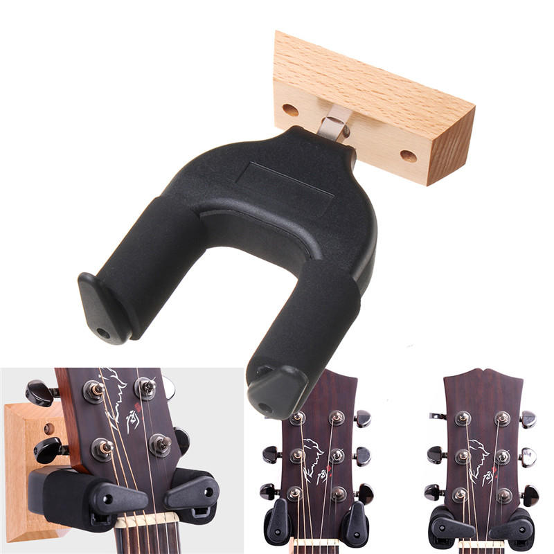 Negro Soporte de suspensi/ón para guitarra el/éctrica Soporte para montaje en pared con gancho en rack para todos los tama?os de juego de guitarra