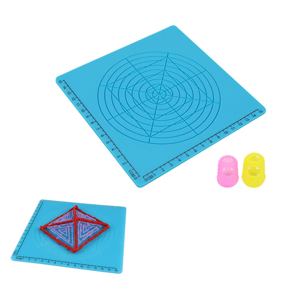 D Type Bleu 3d Stylo Impression Outils De Dessin Tapis De Conception En Silicone Avec Modèle De Base 2pcs Isolation Silicone Doigt Caps Kit