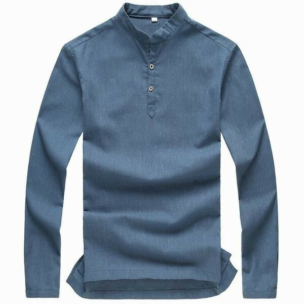 Leinen V Form Stehkragen Seiten Schlitze Saum Solide S&uuml;&szlig;igkeit Farben Lange H&uuml;lsen Shirts