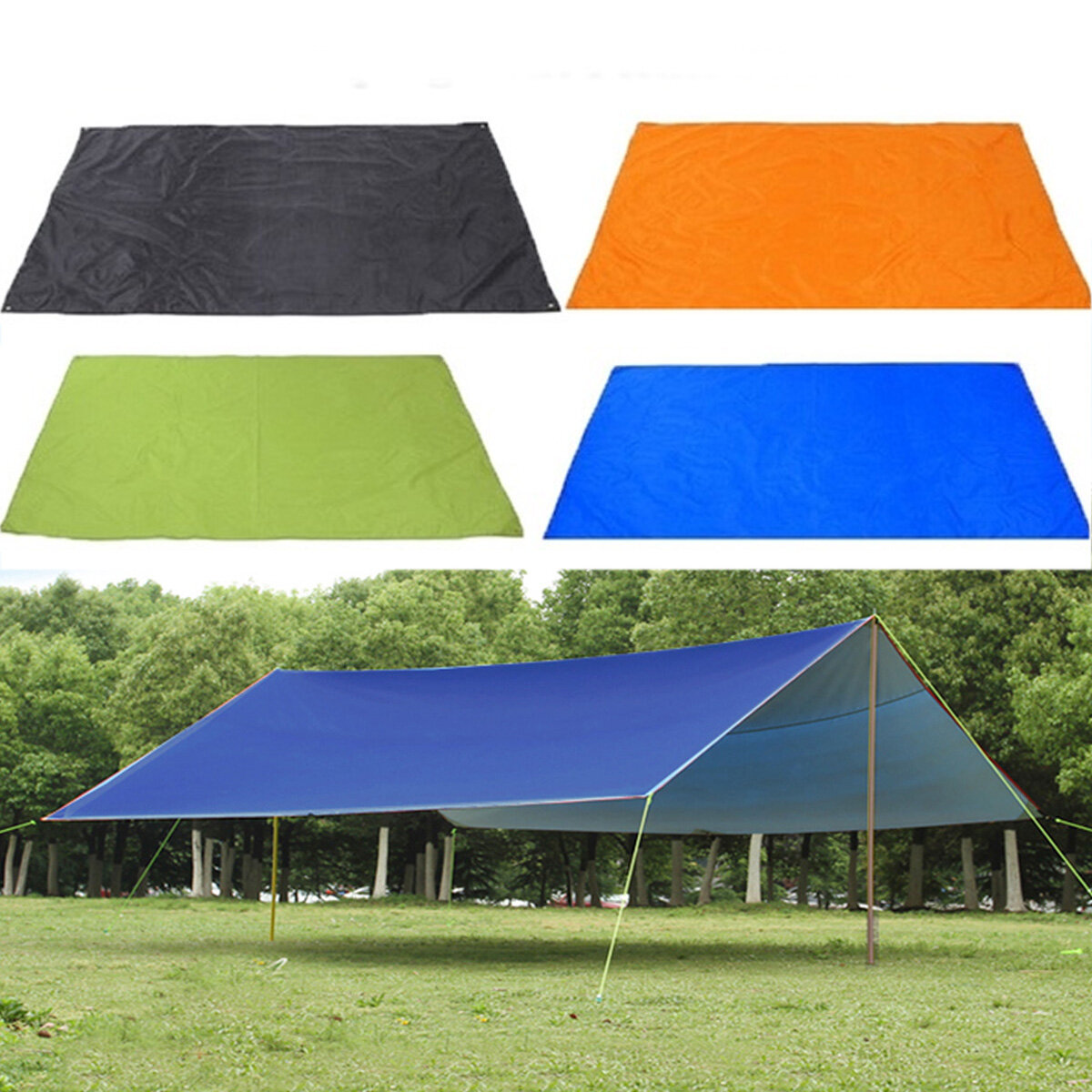 210x300cm Tente De Camping En Plein Air Parasol Pluie Soleil Uv Auvent De La Plage Auvent Abri Plage Tapis Tapis De Pique Nique Au Sol