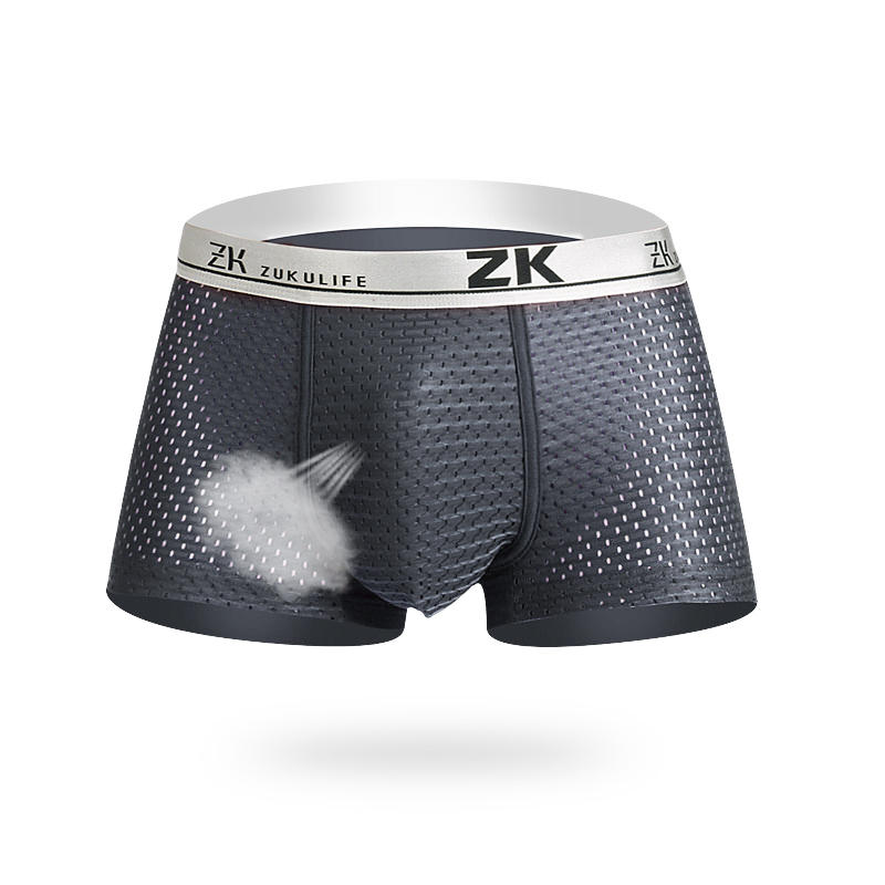 ZK Mens Honeycomb Mesh U-shaped Pouch Boxers Casual Breathable Antibacterial Plus Size Underwear