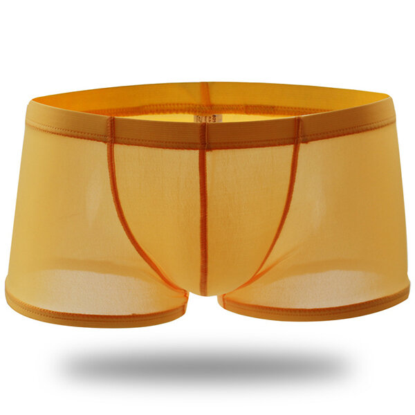 Seksowna przezroczysta cienka Ice Silk elastyczna miękka oddychająca niska sukienka bokserki dla mężczyzn