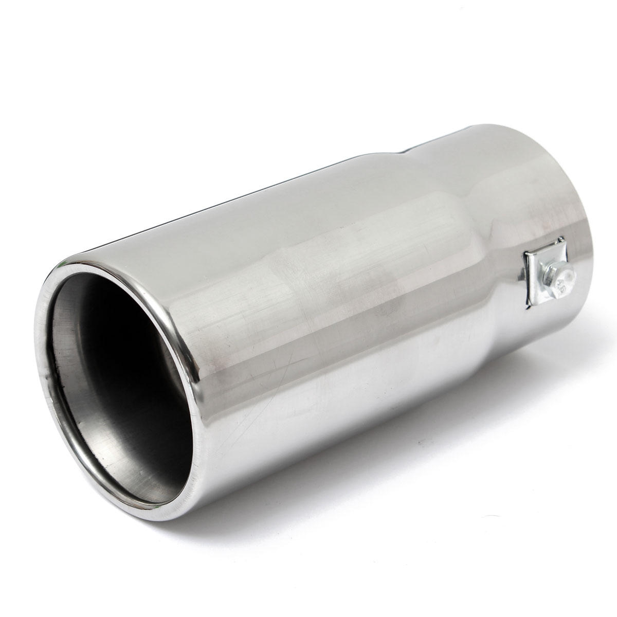 Car Universal Round Silver Stainless Steel Chrome Exhaust Tail Muffler Tip Pipe