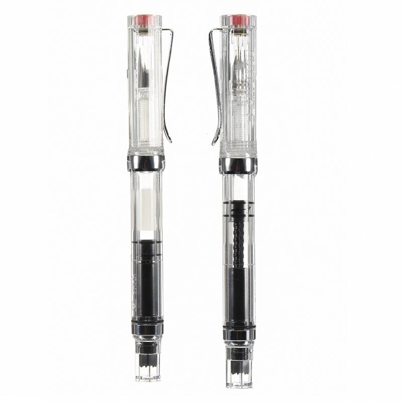 LANBITOU 3059 Piston Transparent Fountain Pen 0,38mm / 0,5 mm Caneta de escrita lisa fina de Nib   
