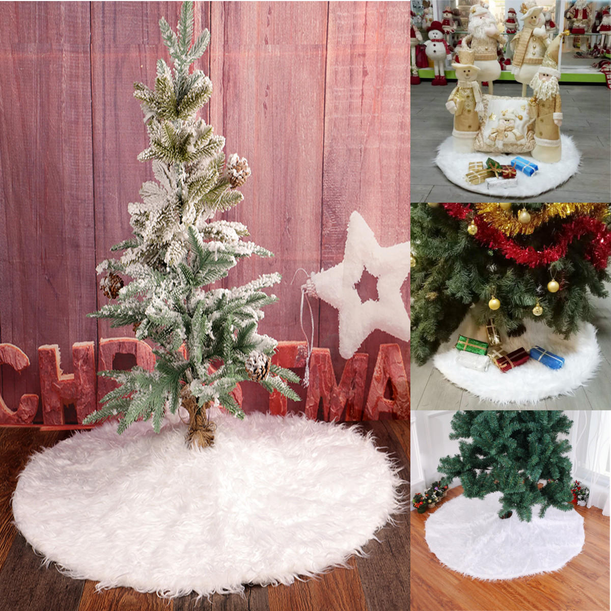 90 Centimetri Di Neve Peluche Albero Di Natale Gonna Base Tappetino Coprire Decorazioni Per Feste Di Natale