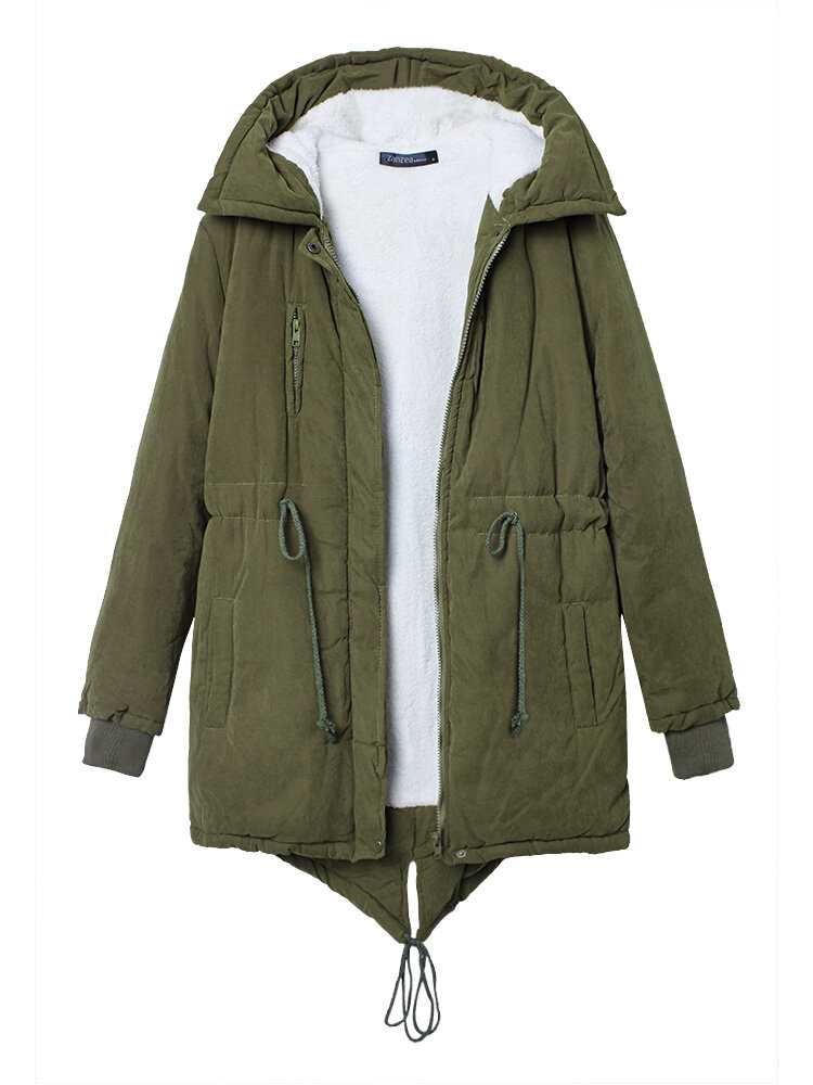 Damen Winter Warm Fleece Kapuzen Fleece Baumwolle Outdoor M&auml;ntel