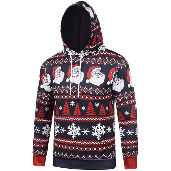 Mens Fiocco Di Neve Santa Felpe Stampa 3d Vacanze Di Natale Pullover Personalità Felpa