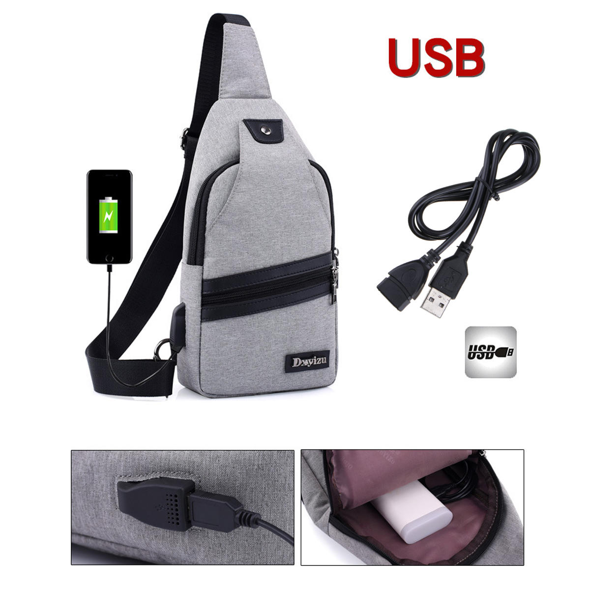 Port Avec Plein Câble Bandoulière À Usb Sac Air En Hommes WEb92IeDHY