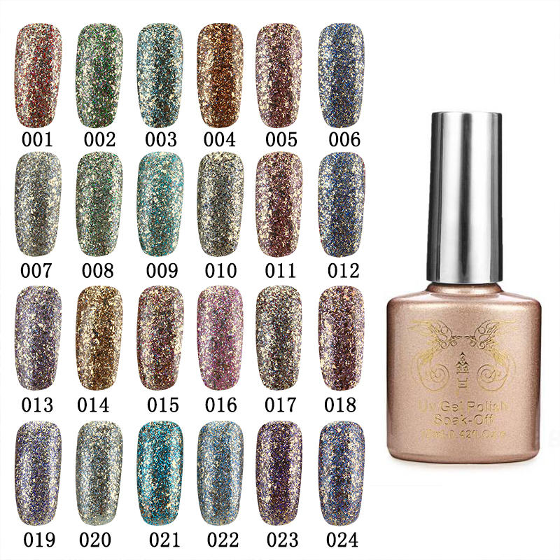 24 kolory Glitter Diamond-sliver Micro Grain Nail Art UV Gel Polish Soak Off Dreamlike 