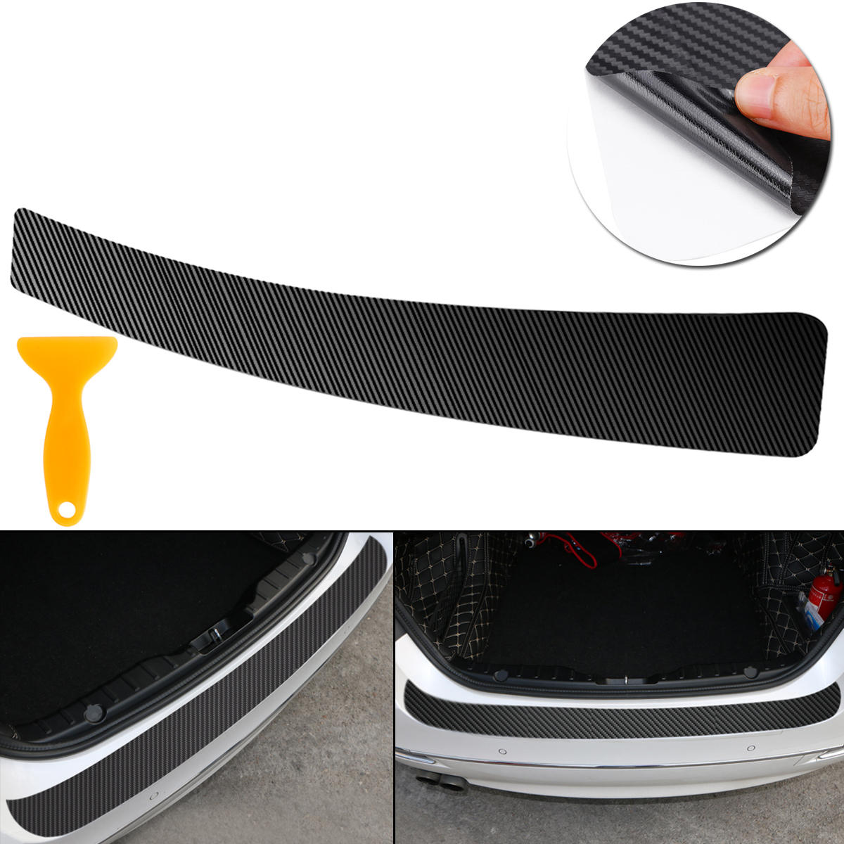 Carbon appearance scratch plate attached to the rear bumper protection plate