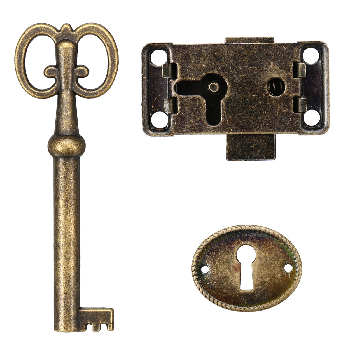 Cabinet Door Lock Set Key Antique Jewelry Makeup Case Furniture