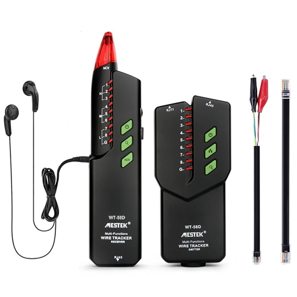 MESTEK WT58D RJ11 RJ45  No Interference Telephone Wire Tracker Digital Signal Searching Shielding Interference Ethernet Lan Network Cable Tester NVC Detector Line Finder