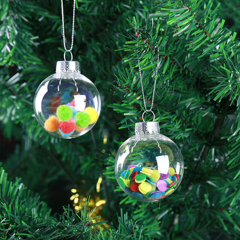 Arbre Noël Bricolage Boule Babiole Transparent Ouvert Ornement à Suspendre En Plastique Décors Maison D