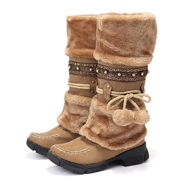 women large size snow boot warm chunky heel boots