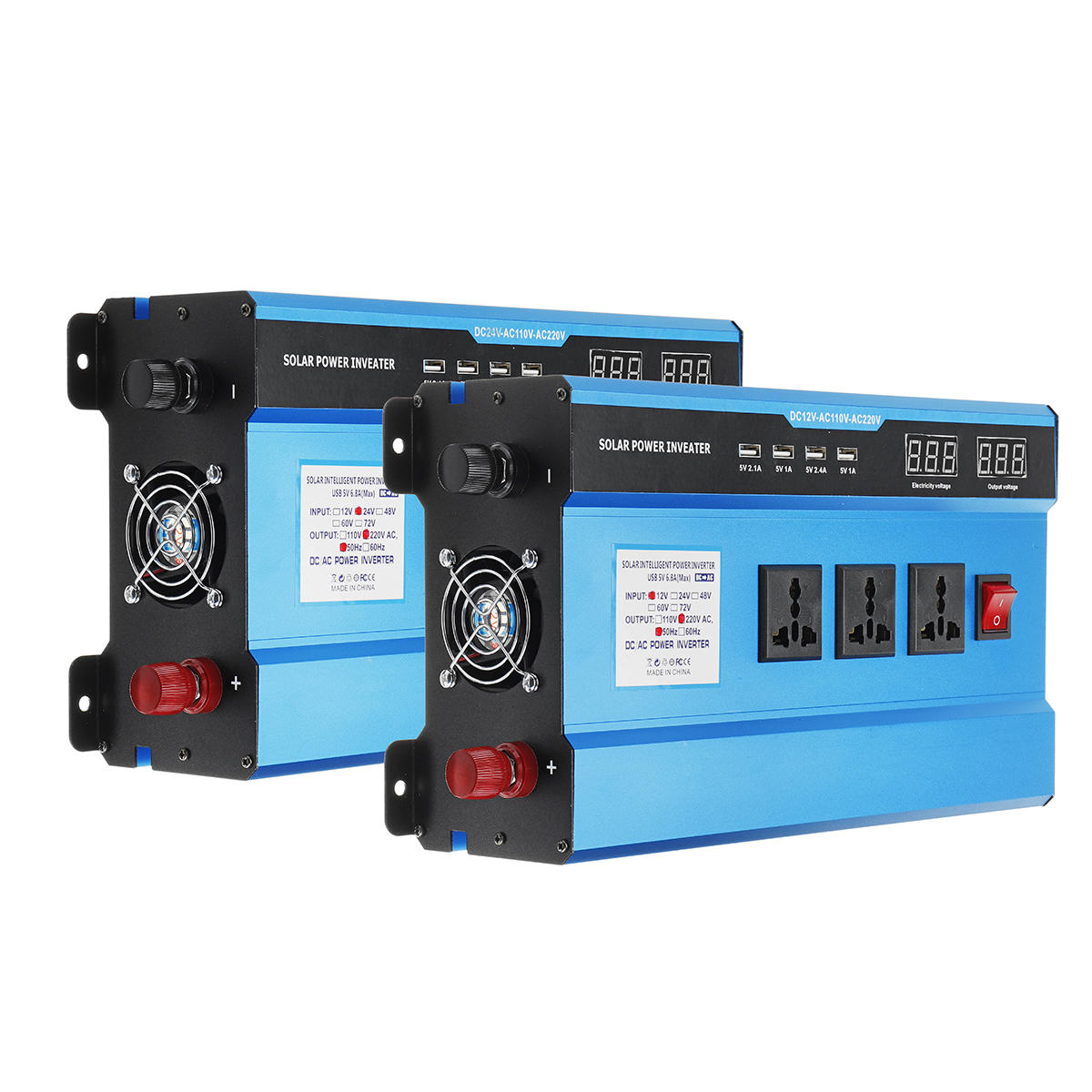 LIMEID Inverter di Potenza 2000 W Car Power Inverter Converter DC 12 V//24V To AC 110V//220 V Convertitore di Potenza con 1 Prese CA E 2 Porte USB,12V-110V Auto//Batteria//Solare