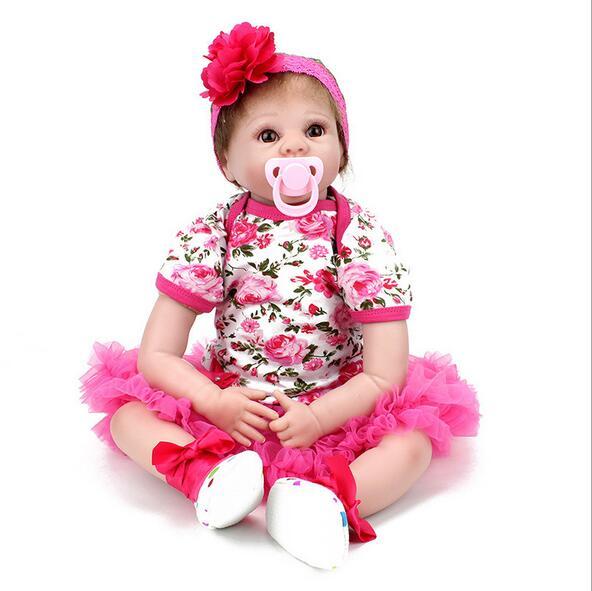 Clothes 22/'/' Lifelike Handmade Silicone Vinyl Reborn Baby Doll Newborn Girl
