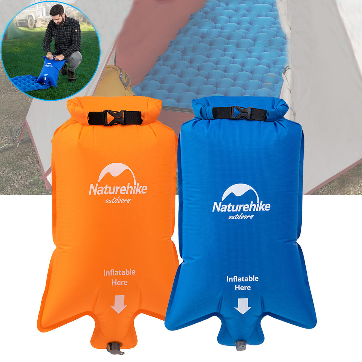Naturehike Portable Nylon Inflatable Bag Waterproof Dry Sack Pouch For Air Mattresses Sleeping Mat Pad Naturehike Portable Nylon Inflatable Bag Waterproof Dry Sack Pouch For Air Mattresses Sleeping Mat Pad