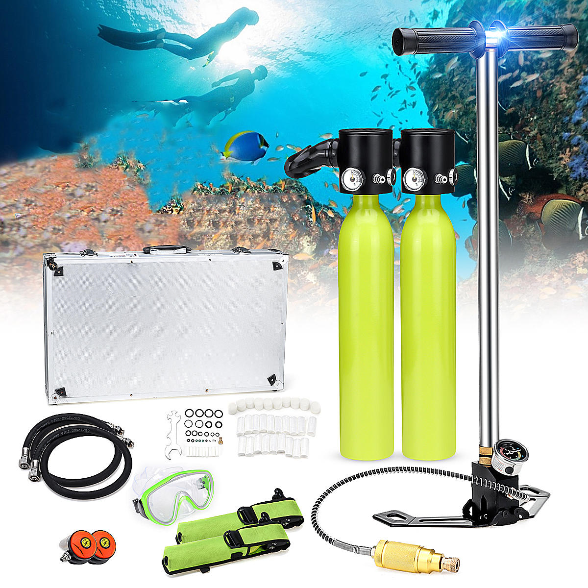 Bomba De Aire De Alta Presi/ón Port/átil para Inflar con Man/ómetro para El Buceo En El Cilindro De Ox/ígeno Bomba Manual